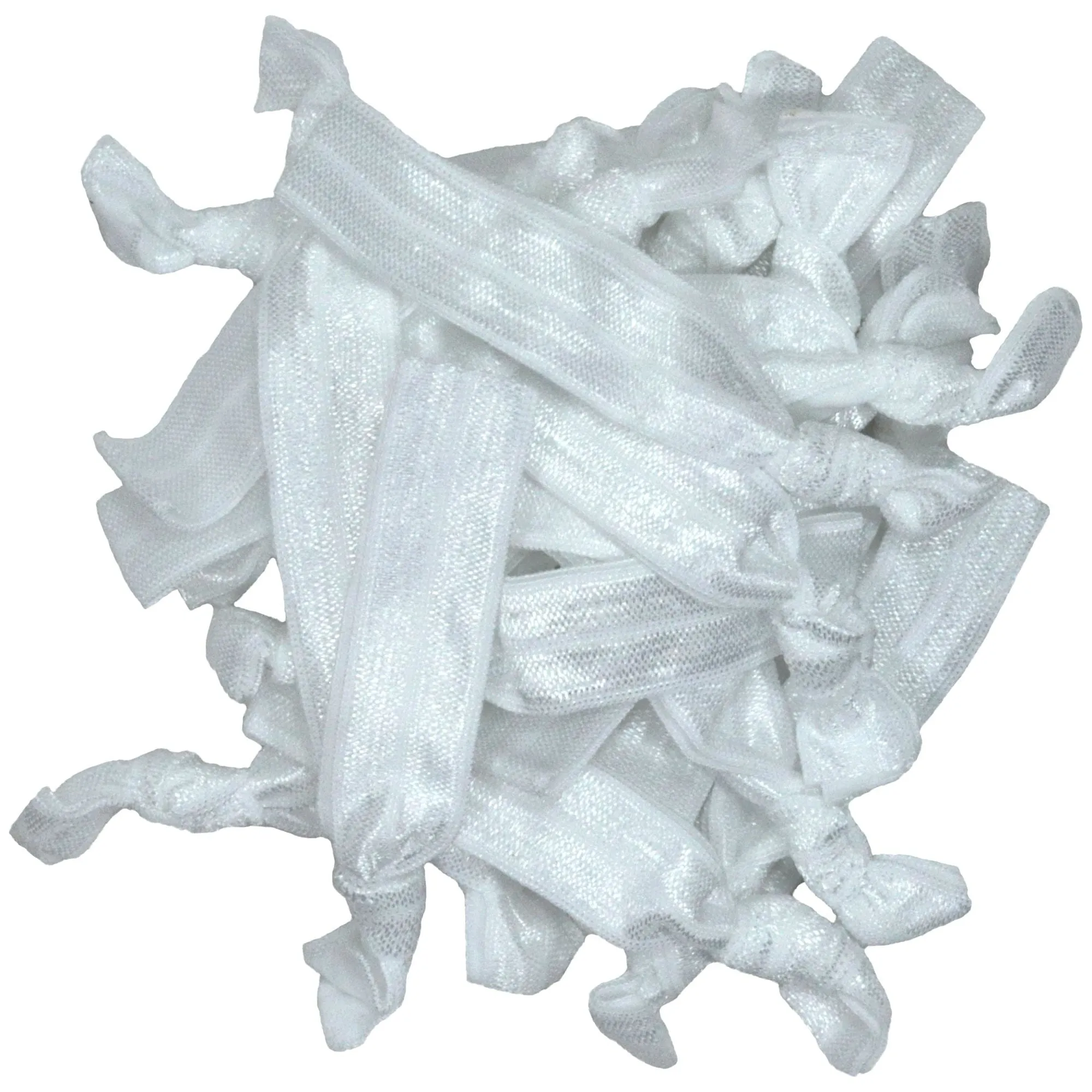 White Ribbon Hair Ties - 20 Pack