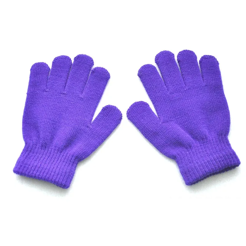 Winter Knitted Children's Full Finger Gloves Boy Girl Glove Warm Thick Kids Gloves Baby Gloves Candy Color Cotton Mittens