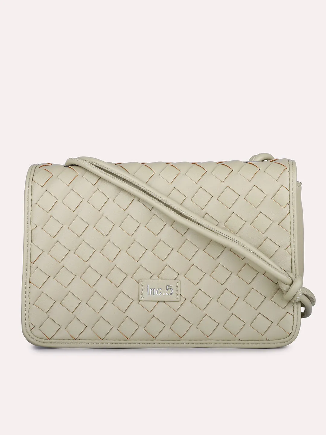 Women Beige Textured Structured Shoulder Bag