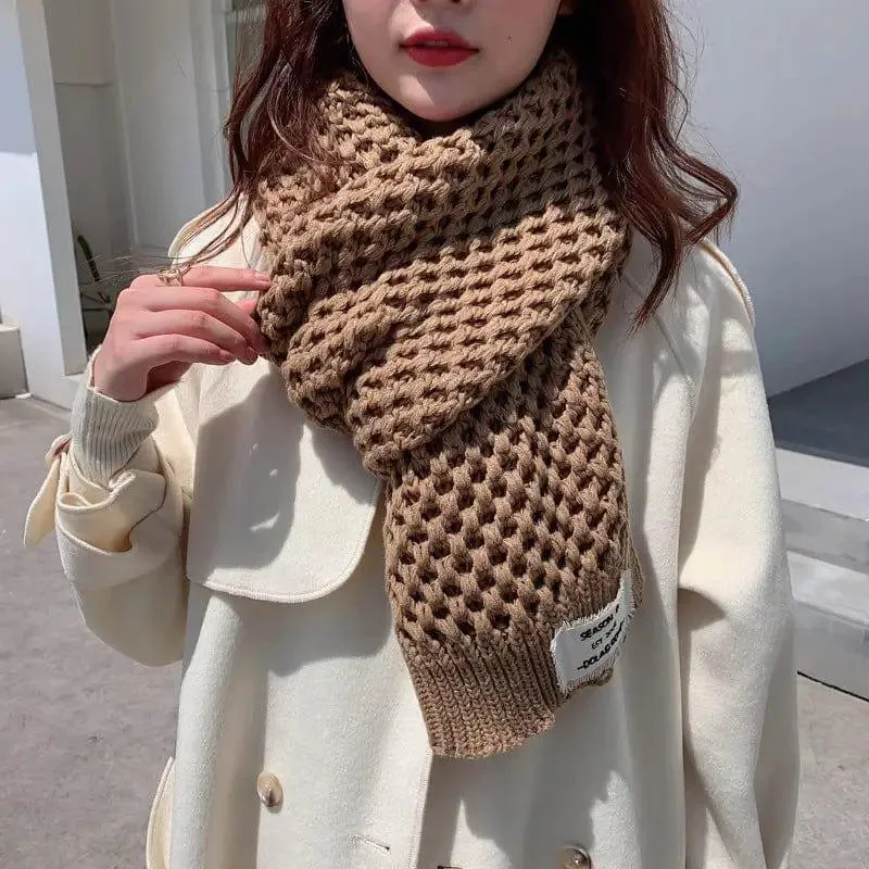 Women's Fashion Crochet Hollow Solid Color Scarf